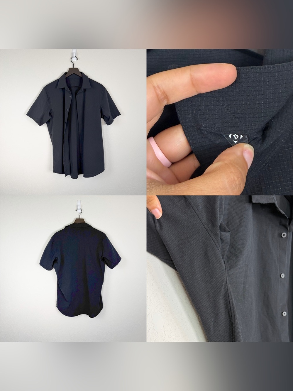 •LULULEMON• Mens Airing Easy Short Sleeve Buttondown Black Size Medium